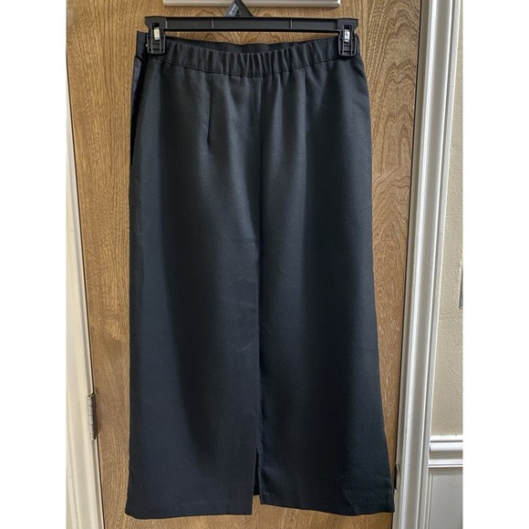Vintage Lucia Wool Blend Black Ribbed Maxi Pencil Skirt Sz 6 Elastic Back - Picture 4 of 12